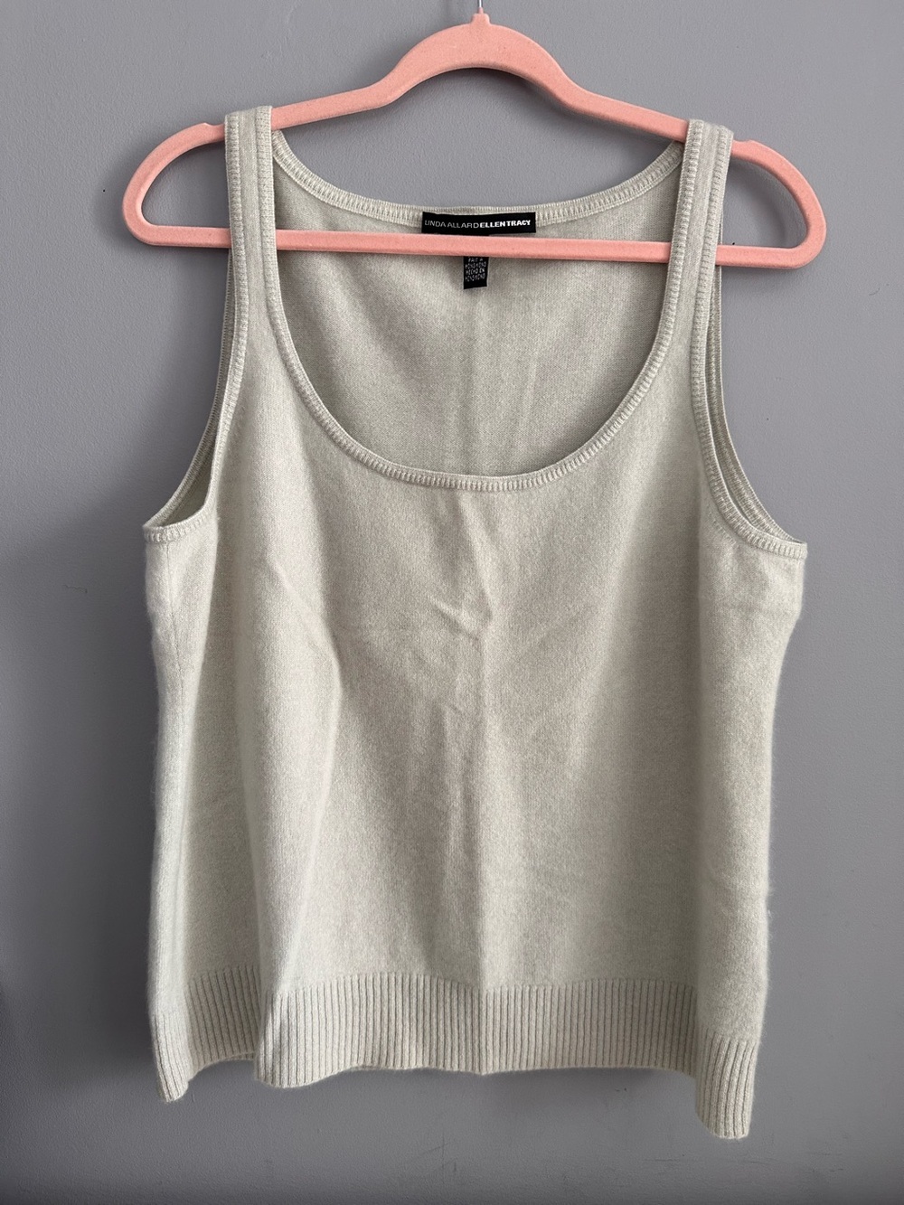 Linda Allard for Ellen Tracy - 100% cashmere, Knit, Tank, Pistachio, Size X
